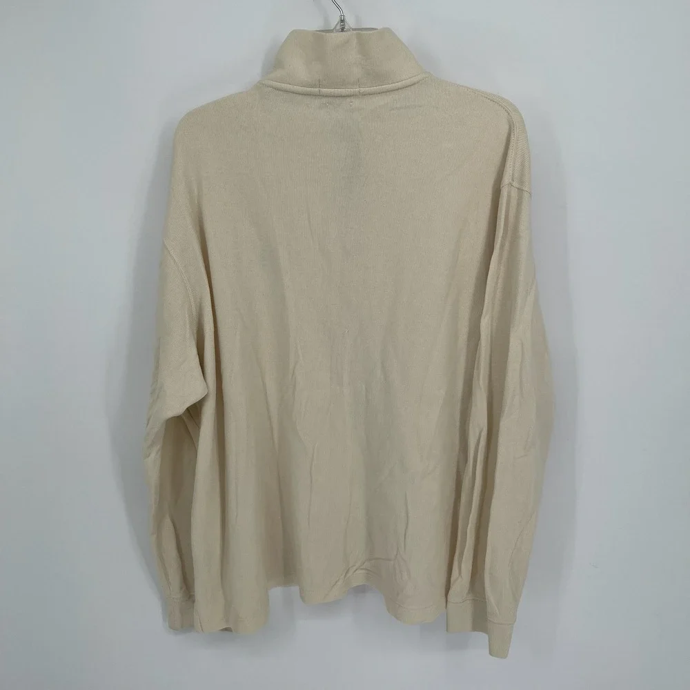 Polo Ralph Lauren Men's Beige Estate Rib Quarter Zip Pullover Sweater Size XL